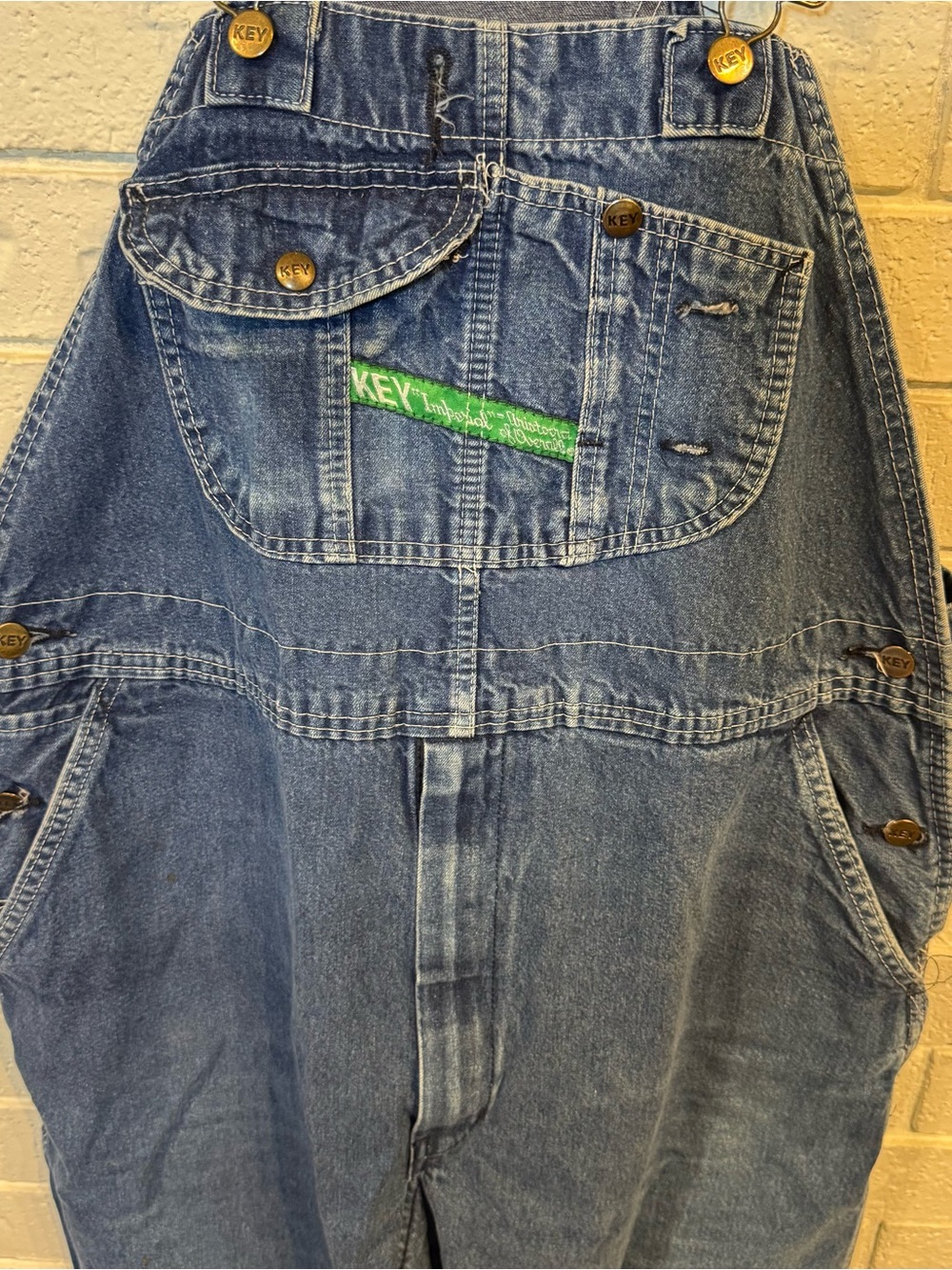 Vintage KEY Blue Denim Overalls Men’s 42”x29” - Picture 5 of 11